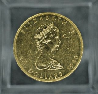 1980 $50 Gold Canadian Maple Leaf.  999 1 Oz.  S - 285