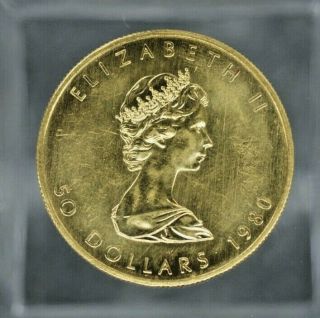 1980 $50 Gold Canadian Maple Leaf.  999 1 Oz.  S - 284