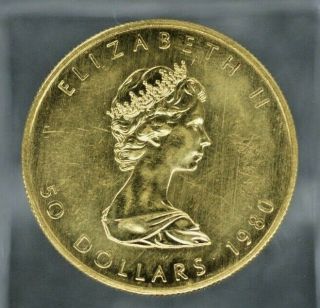 1980 $50 Gold Canadian Maple Leaf.  999 1 oz.  S - 284 2