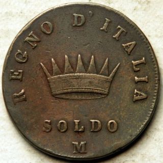 ITALY KINGDOM OF NAPOLEON 1 SOLDO 1810 2