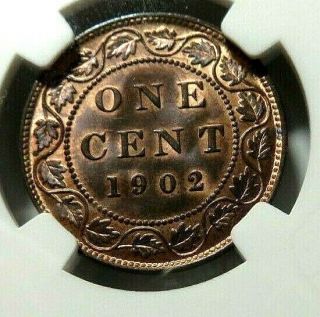 1902 - Canadian One Cent - Ngc Ms - 64 Red/brown -
