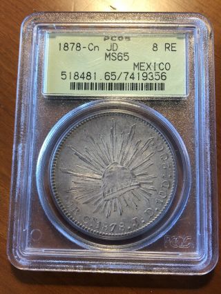 Mexico 1878 - Cn Jd 8 Reales Silver - Pcgs Ms65 - Top Pop 2/0