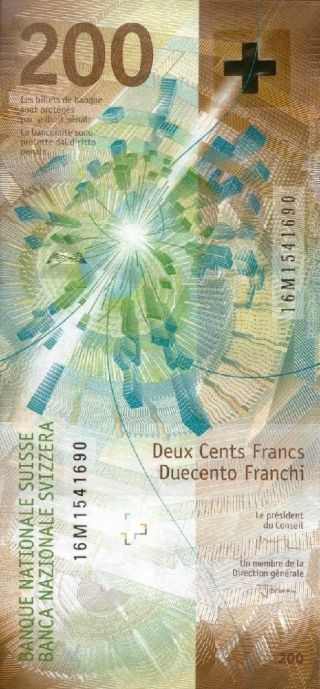 Switzerland 200 Francs 2018 (2016) P - Unc