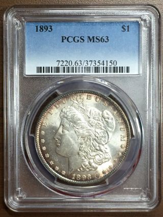 1893 $1 Pcgs Ms63 - Better Date P - - Morgan Silver Dollar Key