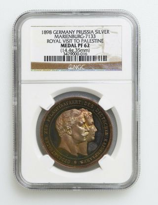 Ngc Pf62 1898 Germany Prussia Silver Royal Visit To Palestine Medal K10009