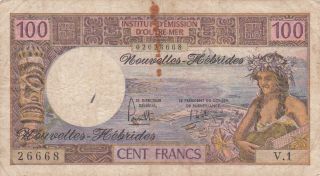 100 Francs Fine Banknote From French Hebrides 1977 Pick - 18d