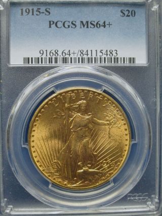 1915 - S $20 Saint - Gaudens Gold Double Eagle Pcgs Ms64,