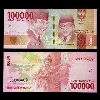 2016/2018 Indonesia 100,  000 100000 Rupiah P - 160 Unc Achmed Sukarno