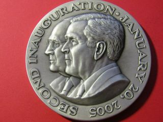 2005 George W Bush & Dick Cheney 5 Oz 999 Silver Inaugural Medal