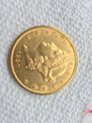 1880cc $20 Liberty Head Gold Coin 2