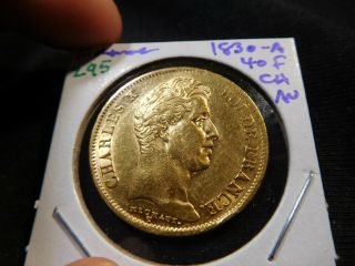 Z95 France 1830 - A Gold 40 Francs Choice Au 0.  3734 Oz.  Agw