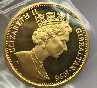 1996 Gibraltar Gold 1/2 Oz Royal Bulldog Coin Pobjoy No Spots 999.  9