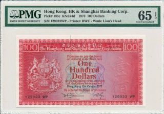 Hong Kong Bank Hong Kong $100 1973 Pmg 65epq