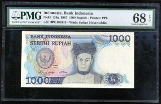 Indonesia 1000 1,  000 Rupiah 1987 P 124 Gem Unc Pmg 68 Epq Highest