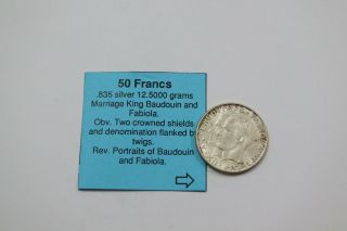 Belgium 50 Francs 1960 Silver B18 K6843
