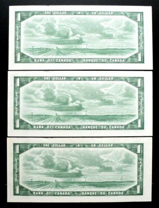 1954 Bank of Canada $1 Set of 3 Consec.  Beattie & Coyne Replacement A/A BC - 37aA 3
