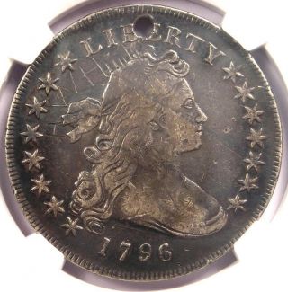 1796 Small Eagle Draped Bust Silver Dollar $1 Bb - 61 B - 4 - Ngc Fine Detail (hole)