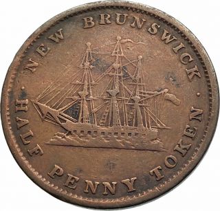 1843 Canada Canadian Provinces Brunswick Victoria 1/2penny Token Coin I79794