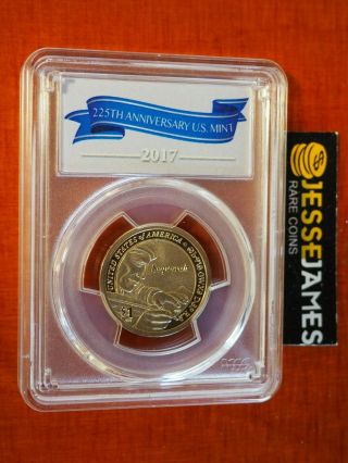 2017 S $1 Enhanced Sacagawea Dollar Pcgs Sp69 First Day Of Issue Fdi 225th Ann