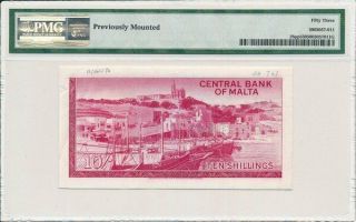 Central Bank Malta 10 Shillngs ND (1967 - 68) Progressive Proof PMG 53 2