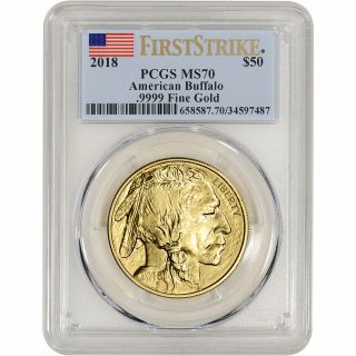 2018 American Gold Buffalo (1 Oz) $50 - Pcgs Ms70 First Strike
