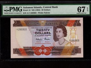 Solomon Islands:p - 12,  20$,  1984 Qeii Pmg Gem Unc 67 Epq