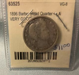 1896 - P U.  S.  Silver Barber Quarter