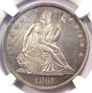 1861 - O Csa Obverse Seated Liberty Half Dollar 50c Fs - 401 Wb - 102 - Ngc Au Details