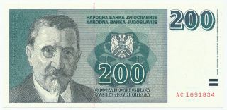 Yugoslavia,  Jugoslawien - 200 Dinara 1999 P152a,  Unc.  (y001)