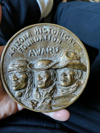 Joe Beeler Arizona Historical Foundation Award Heavy Bronze Plaque Coin