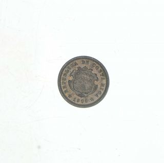 Silver - World Coin - 1905 Costa Rica 5 Centimos - World Silver -.  9 Grams 130