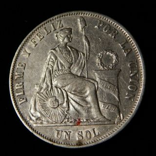1864 OVER 54 PERU ONE UN SOL - 2