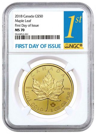 2018 Canada 1 Oz Gold Maple Leaf Ngc Ms 70 First Day Of Issue -