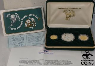 1994 China Prestige Panda Proof.  999 Gold & Silver 3 - Coin Box Set W/