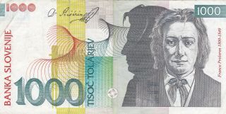 1000 Tolarjev Very Fine Banknote From Slovenia 2000 Pick - 22