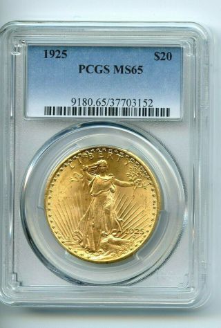 1925 $20 Gold St.  Gaudens Double Eagle Pcgs Ms65 Better Date