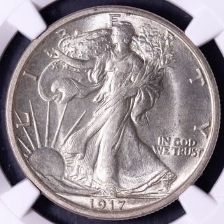 1917 - D Reverse Walking Liberty Half Dollar NGC MS62 Tough Coin 1 - 13ACNTX 3