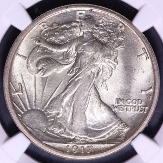 1917 - D Reverse Walking Liberty Half Dollar NGC MS62 Tough Coin 1 - 13ACNTX 4