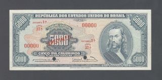 Brazil 5000 Cruzeiros Nd (1963 - 64) P174as Specimen Uncirculated