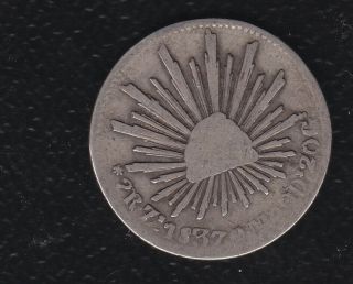 Mexico 2 Reales 1837 Silver