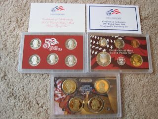 2007 Us Silver Proof Set With Presidential $1 Coins &