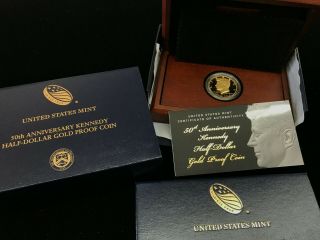 2014 Kennedy 50th Anniversary Gold Proof Coin Box W/ Cert Ac