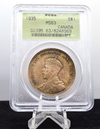 Canada 1935 Silver $1 Dollar George V Voyager Pcgs Ms 63 Greenlabel