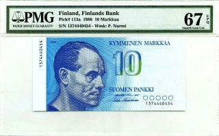 Finland 10 Markkaa 1986 Finland Bank Gem Unc Pick 113 A Value $96