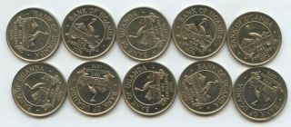 Uganda 10 Coins 1 Shilling 1976 Km 5a Xf,  Scarce Year Type