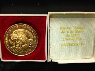 Mexico,  Medal,  Batalla de Puebla Centenario,  History,  1962 w/Box 1/2 Ounce 2