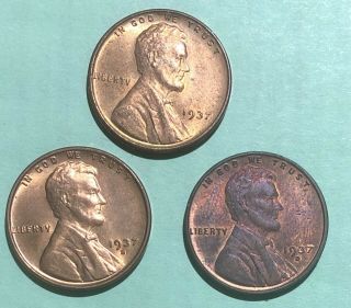 1937,  1937 S.  1937 D - Lincoln Pennies Set Of 3