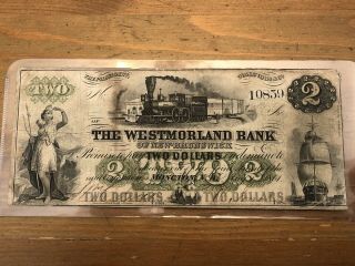 1861 Westmorland Bank $2 Moncton Nb Jones Signature