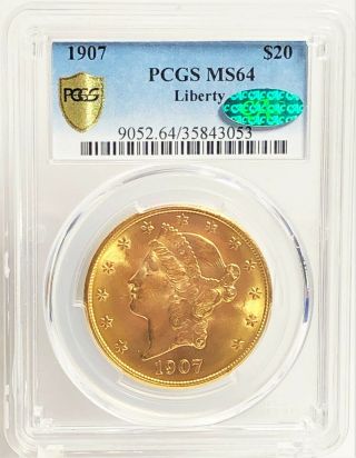 1907 Double Eagle - $20 Gold - Pcgs Ms64 - Cac - Gold Seal - Coin