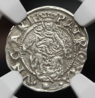 Hungary.  Silver Denar,  Ferdinand I,  1556 - Kb,  Ngc Ms63